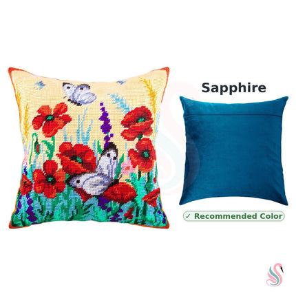 Needlepoint Pillow Kit "Large Whites on Poppies"