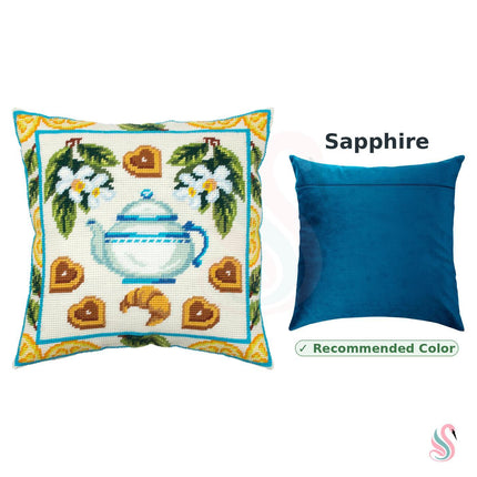 Needlepoint Pillow Kit "Tea and Cookies"