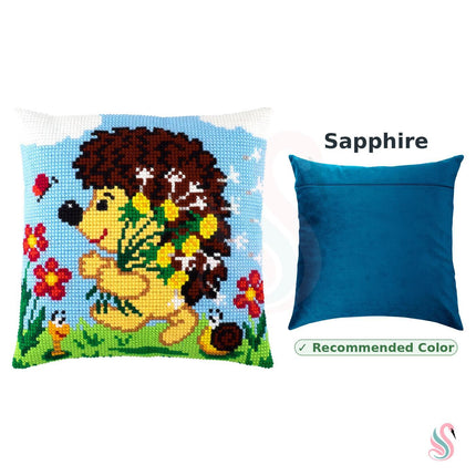 Cross Stitch Pillow Kit "Hedgehog with Dandelions"
