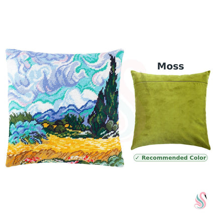 Needlepoint Pillow Kit "Wheat Field with Cypresses"