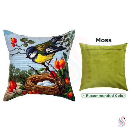 Needlepoint Pillow Kit "Tit at Her Nest"