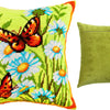 Needlepoint Pillow Kit "Small Tortoiseshells on Daisies"