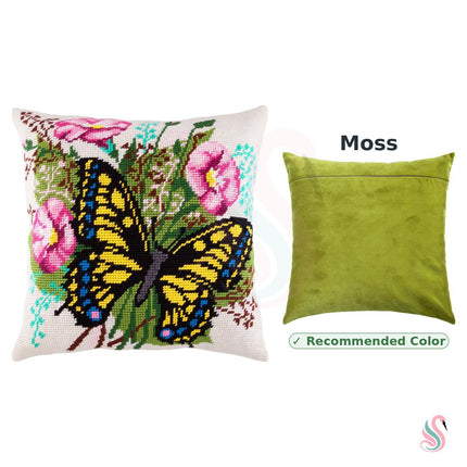 Needlepoint Pillow Kit "Swallowtail on Field Bindweed"