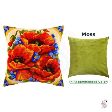 Needlepoint Pillow Kit "Poppies and Forget-Me-Nots"