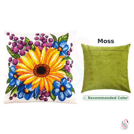 Needlepoint Pillow Kit "Sunflower among flowers"