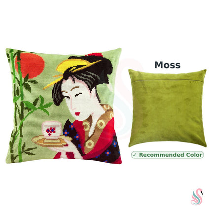 Needlepoint Pillow Kit "Naniwaya Okita"
