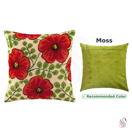 Needlepoint Pillow Kit "Red Flowers"