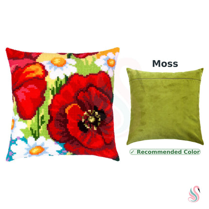Cross Stitch Pillow Kit "Poppies with daisies"