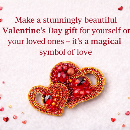 Beadwork kit for creating broоch "Hearts"