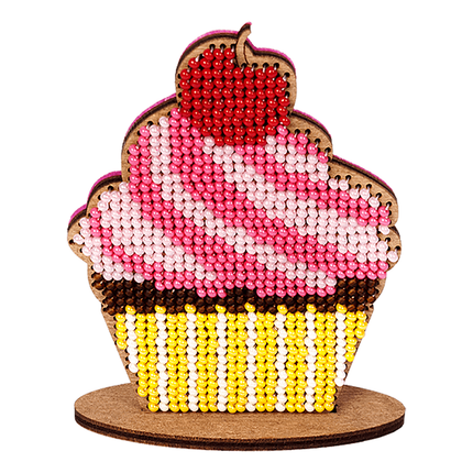 DIY Beaded embroidery on wood kit "Cake"