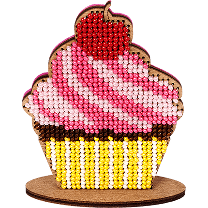 DIY Beaded embroidery on wood kit "Cake"