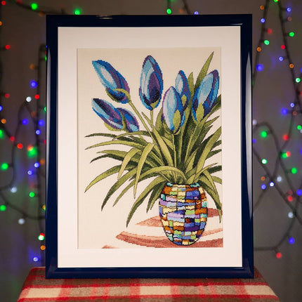 DIY Counted Cross Stitch Kit "Sky-blue tulips"