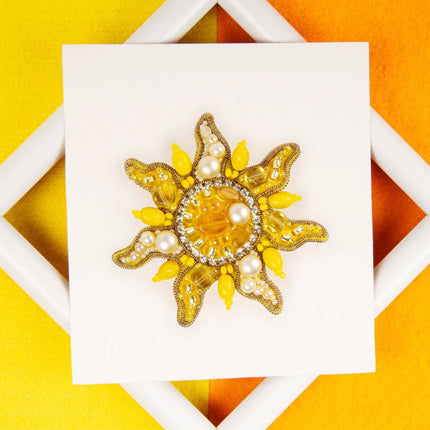 Beadwork kit for creating broоch "The sun"