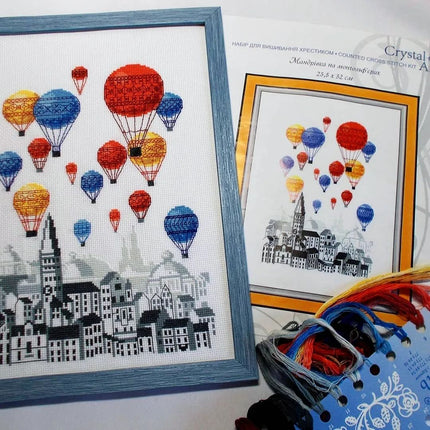 Counted Cross Stitch Kit "Travel on hot air balloons"
