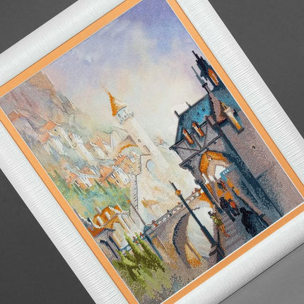 DIY Cross stitch kit with a printed canvas "Castle"