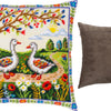 Needlepoint Pillow Kit "Geese Among the Flowers"