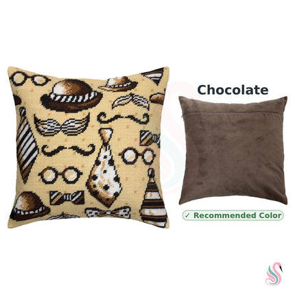 Needlepoint Pillow Kit "Ties and Mustaches"