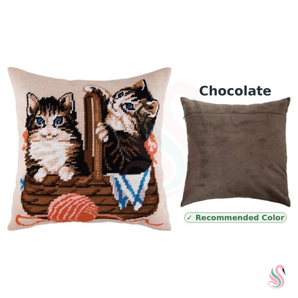 Needlepoint Pillow Kit "Kittens in a Basket"