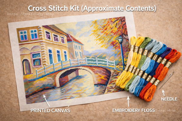 DIY Cross Stitch Kit with Printed canvas 