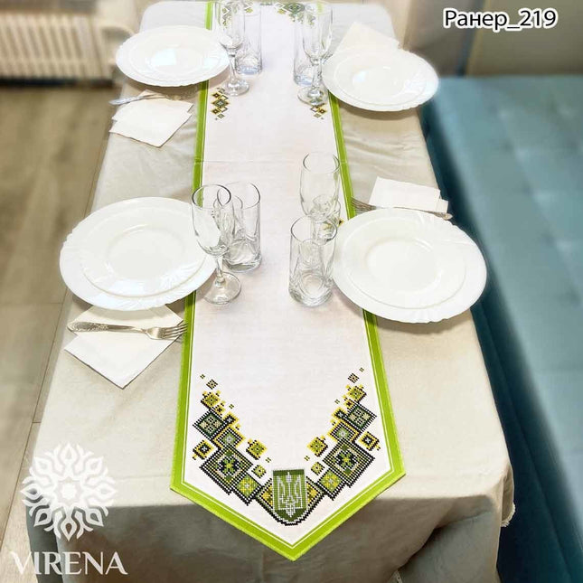 DIY Table Runner kit "Ukrainian ornament", Bead Embroidery Kit, Handmade table runner