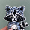 Beadwork kit for creating broоch "Raccoon"