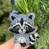 Beadwork kit for creating broоch "Raccoon"