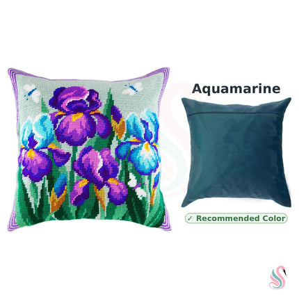 Needlepoint Pillow Kit "Blue Irises"