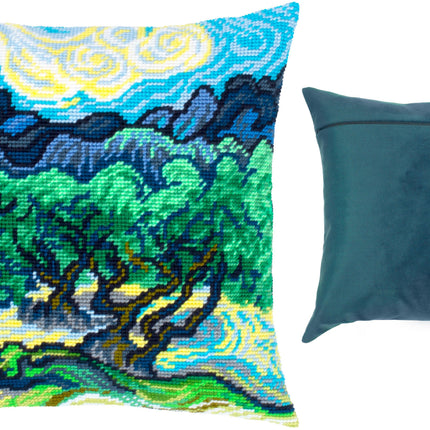 Needlepoint Pillow Kit "Olive Trees"