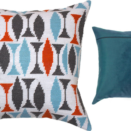 Needlepoint Pillow Kit "Turquoise on White"