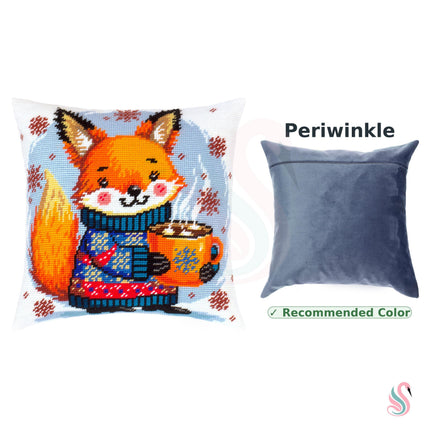 Needlepoint Pillow Kit "Warm cocoa for the fox cub"
