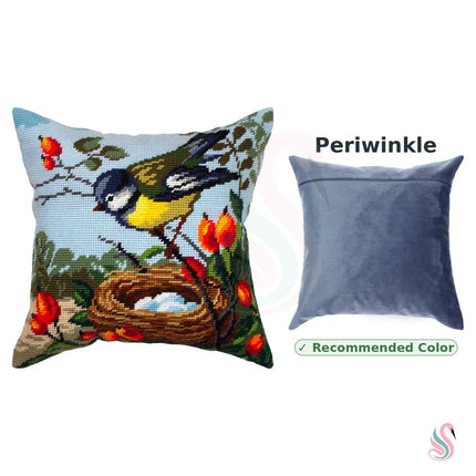 Needlepoint Pillow Kit "Tit at Her Nest"