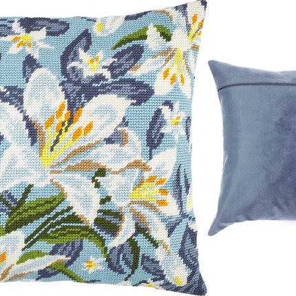 Needlepoint Pillow Kit "White Lilies"