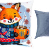 Needlepoint Pillow Kit "Warm cocoa for the fox cub"