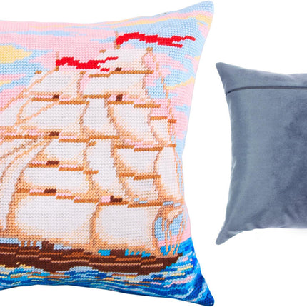 Needlepoint Pillow Kit "Sailing Ship"