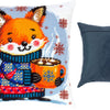 Needlepoint Pillow Kit "Warm cocoa for the fox cub"
