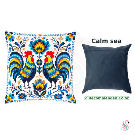 Needlepoint Pillow Kit "Colorful Roosters"