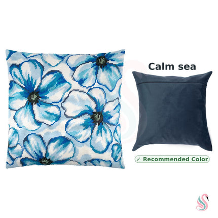 Needlepoint Pillow Kit "Blue Flowers"
