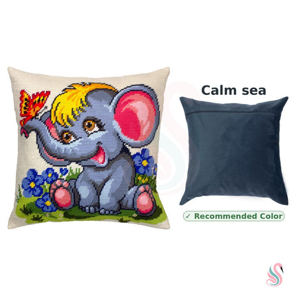 Needlepoint Pillow Kit "Funny Elephant"
