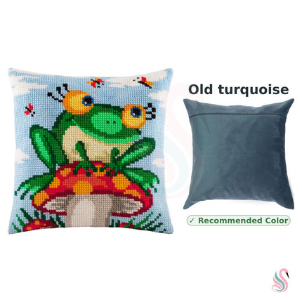 Cross Stitch Pillow Kit "Frog on a Mushroom"
