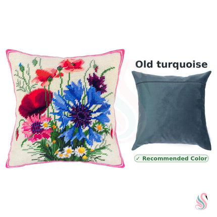 Needlepoint Pillow Kit "Poppies and Cornflowers"
