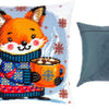 Needlepoint Pillow Kit "Warm cocoa for the fox cub"