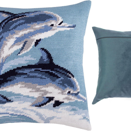 Needlepoint Pillow Kit "Dolphins"