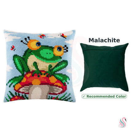 Cross Stitch Pillow Kit "Frog on a Mushroom"