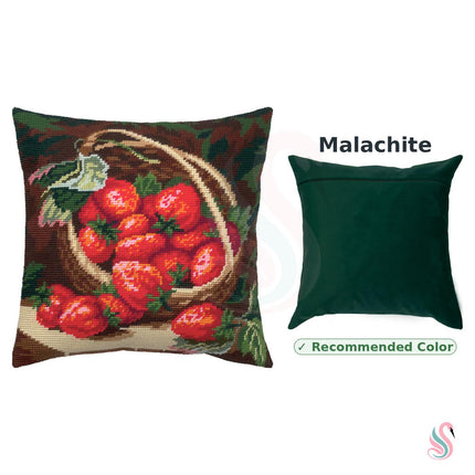 Needlepoint Pillow Kit "Strawberries in a Wicker Basket"