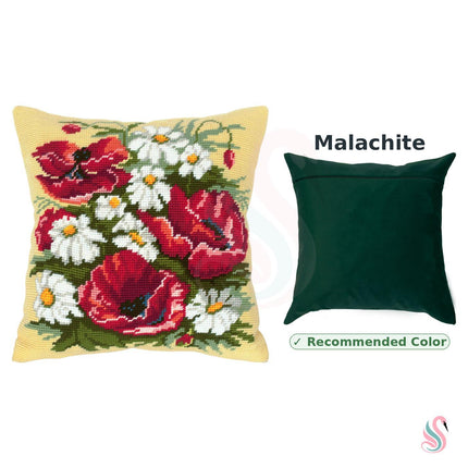 Needlepoint Pillow Kit "Poppies and Daisies"
