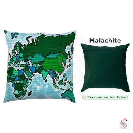 Needlepoint Pillow Kit "Map of the World"