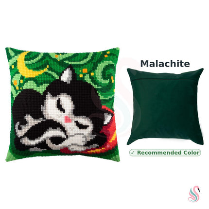Cross Stitch Pillow Kit "Kitten under the Moon"