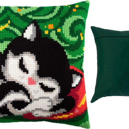 Cross Stitch Pillow Kit "Kitten under the Moon"