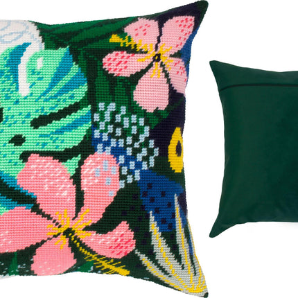 Needlepoint Pillow Kit "Wild Hibiscus"
