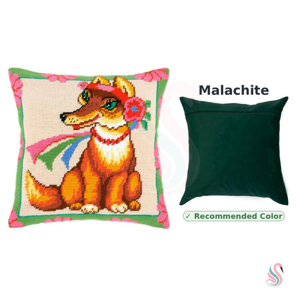 Needlepoint Pillow Kit "A Fox in Flowers"